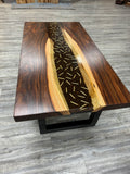 Handcrafted Willow Acacia Epoxy coffee and bullet coffee table