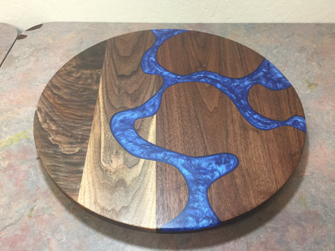 Walnut Resin Inlayed Lazy Susan